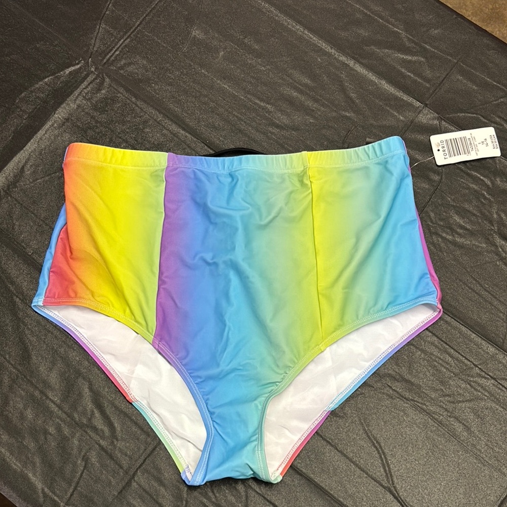 Torrid Rainbow High-Waisted Swim Bottoms